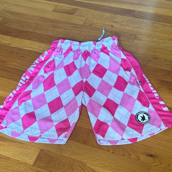 Boys Flow Society Pink and White Checkered Shorts - Picture 1 of 4